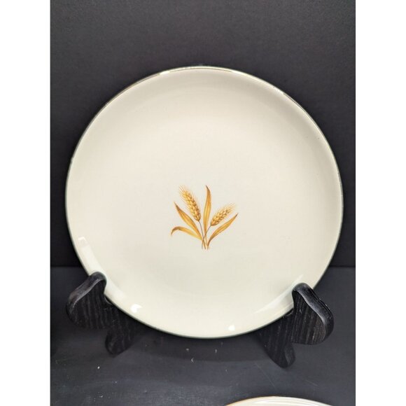 Vintage Taylor Smith Golden Wheat Made in USA 22K Gold 6 3/8" Bread Plates Lot 5 - Picture 3 of 9